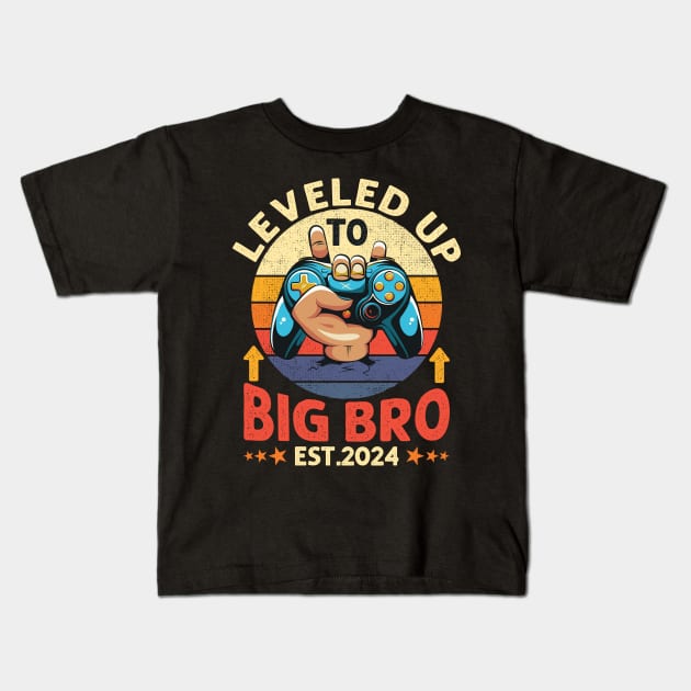 Leveled Up to Big Brother Video Gamer Big Bro Level Unlocked Boys Kids T-Shirt by DenverSlade